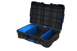 Stack System Tool Box with Small Blue Organizer & Dividers, Modular Storage