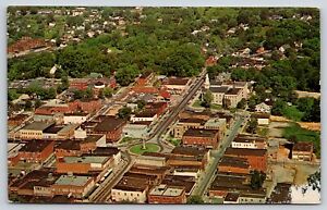 Main Street~Aerial Newton North Carolina~Court House Square~1964 Postcard