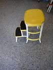 MCM Vintage YELLOW Cosco Kitchen Step Stool Chair Pull Out Steps Mid Century