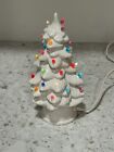 Vintage Lighted White CERAMIC CHRISTMAS TREE WITH BASE 7