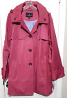 LONDON FOG Womens Single Breasted Double Collar Hooded Pink Trench Coat Size XL