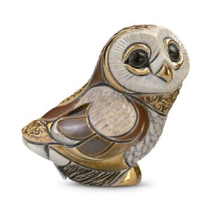 New De Rosa Rinconada Figurine Cute Baby Barn Owl 2 Gold Enamel DeRosa