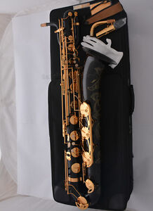 Professional Black Baritone Saxophone Eb Sax Low A High F# Exquisite Hand carved