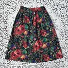 Vintage Courtwell 80s dark floral abstract print midi skirt
