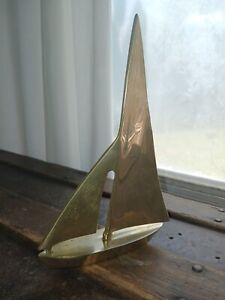 New ListingVintage Solid Brass Sail Boat Nautical Ship Sculpture Decor Beach Boat Figurine