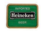 Vintage Heineken Foam Brown Green Black Wood Colored Beer Sign - 1984