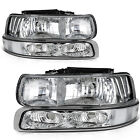 Headlights Assembly LH+RH For 99-02 Chevy Silverado 00-06 Suburban/Tahoe Chrome (For: 2001 Chevrolet Tahoe)