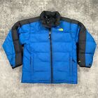 North Face Puffer Jacket Boys XL Blue Black 550 Down Filled Mock Neck Pockets
