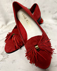 Anne Klein- Womens-  Dixie Red Suede Leather Flat  Shoes. Sz-10M.25036379.China.