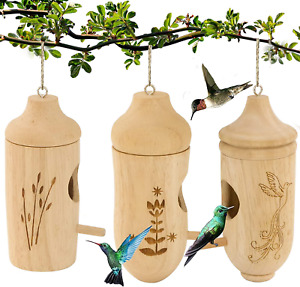 New ListingHummingbird House - Natural Wooden Hummingbird Houses for outside Hanging, Garde