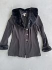 Vintage Stella Womens Large Fur Trim On Collar/Sleeve; Jacket/Coat Black