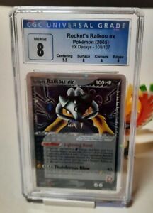 Pokemon Rocket’s Raikou ex Deoxys #108 CGC 8 NM/M secret holo box topper