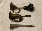 Vintage Squeeze Horn Lot of (3) Brass, Trumpet, Horn, Chrome, No Bulb, Straight.