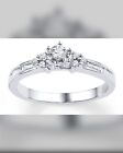 Size 7 Diamond Promise Ring 1/5 ct tw Round & Baguette 10K White Gold