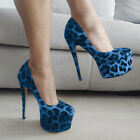 Women Platform Pumps Shiny Leopard Stiletto Thin High Heeled Sandals Shoes Woman