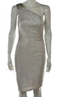 NEW Laundry Shelli Segal Dress Size 6 Gray Sheath One Shoulder Knee Length Party
