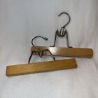 Lot of 2 Vintage Wooden Clamp Dress Pant Hangers Trousers