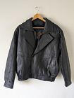 Men's Black Prestige Leather Motorcycle Jacket Pockets w/ Zip Liner Size Medium