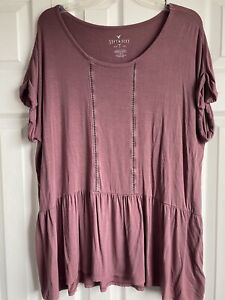American Eagle Soft & Sexy Womens Large Short Sleeve Stretch Drop Waist Top