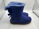 UGG Bailey Bow II Winter Snow Boots Womens Size 9 Blue Slip On Sheepskin Booties