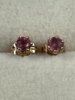 14K GOLD 3MM ROUND NATURAL RUBY STUD EARRINGS JULY CHILD OR TEEN 1747