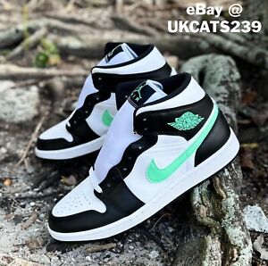 Nike Air Jordan 1 Mid Shoes White Green Glow Black DQ8426-103 Men's Multi Size