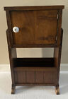 Cigar Humidor Smoking Stand Table with Copper Lined Cabinet Dark Stained Vintage