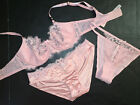 Victoria's Secret unlined 36C BRA SET M panty lot light pink smooth lace