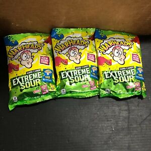 (3 PK) Warheads Extreme Sour Hard Candy 3.25oz Bag Assorted Fruit EXP:08/26/24