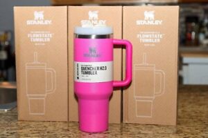 Hot Pink Stanley Cup 40 oz Quencher H2.0 Stanley Tumbler 2024 Great Gift