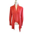 Nordstrom Coral Pink Cashmere Cardigan Sweater Open Front Waterfall Sz. Small