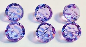 6pc Swarovski Crystal Alexandrite 10mm Lentil 5100 Beads; Color Changing