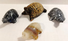 Lot of 4 Turtle Tortoise Family Carved Buffalo Horn & Stone Fetish Worry Stones