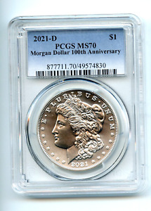 2021-D $1 Silver Morgan Dollar 100th ANN ( MS-70 ) PCGS PERFECT GRADE! NO RES!