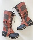 SOREL Conquest Carly II Tall Leather Brown Lace Up Winter Boots size 7.5