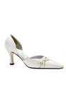 Mister Lorens Womens Slip On Pointed Toe Bow Pumps Beige Canvas Size 6.5M