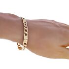 14k Yellow Gold Solid Cuban & Nugget Link Chain Bracelet 8