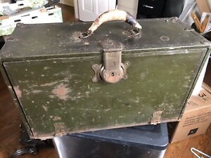 Vintage Machinist Tool Box Chest Metal with 5 Wood Drawers