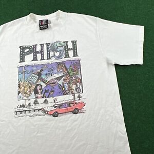 Vintage Phish Shirt Mens L White New Years 1993 Champagne De Tour Concert Band