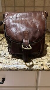 Frye Fold-over Distressed Brown Leather Crossbody Women’s Bag