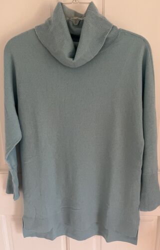 Magaschoni Light Blue Cashmere Cowl-neck Sweater Dolman Sleeves Small