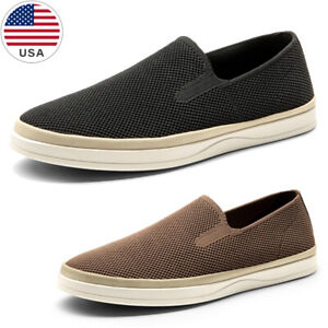 Men's Slip-on Loafers Knit Breathable Mesh Upper Casual Non-Slip Shoes Size 8-13