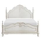 Antique White Finish Queen Bed Traditional Formal Wooden Bedroom Furniture