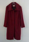 Calvin Klein Red Wool Blend Button Front Long Trench Over Coat Womens 14