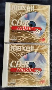 2 MAXELL CD-R Music for Audio Recording 74min Compact Disc Digital Recordable
