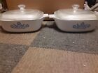 Lot of Vintage Corning Ware Cornflower Baking Dishes Set Of 2 With Lids