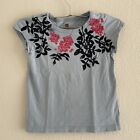 Tea Collection Short Sleeve T-Shirt Top Girls Size 7 Blue Floral