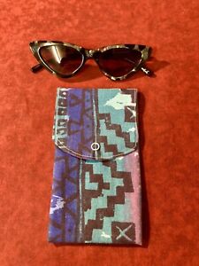 Women's Retro Cat-Eye Sunglasses & Handmade Tie Dye Glasses Case