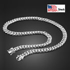 Solid 925 Sterling Silver Miami Cuban Link Chain Men's Necklace 10mm 22