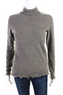 Magaschoni Womens Brown Cashmere Fringe Edge Turtleneck Sweater Top Size S